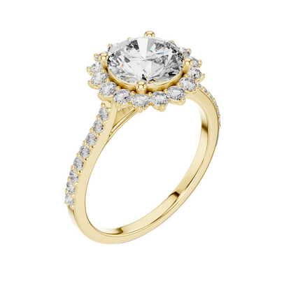 1.98 CT Lab-Grown Diamond Halo Engagement Ring for Women | VVS-VS EF Clarity | 18KT, 14KT, 10KT Gold & 925 Silver | Rose, Yellow, White Gold & Moissanite Options