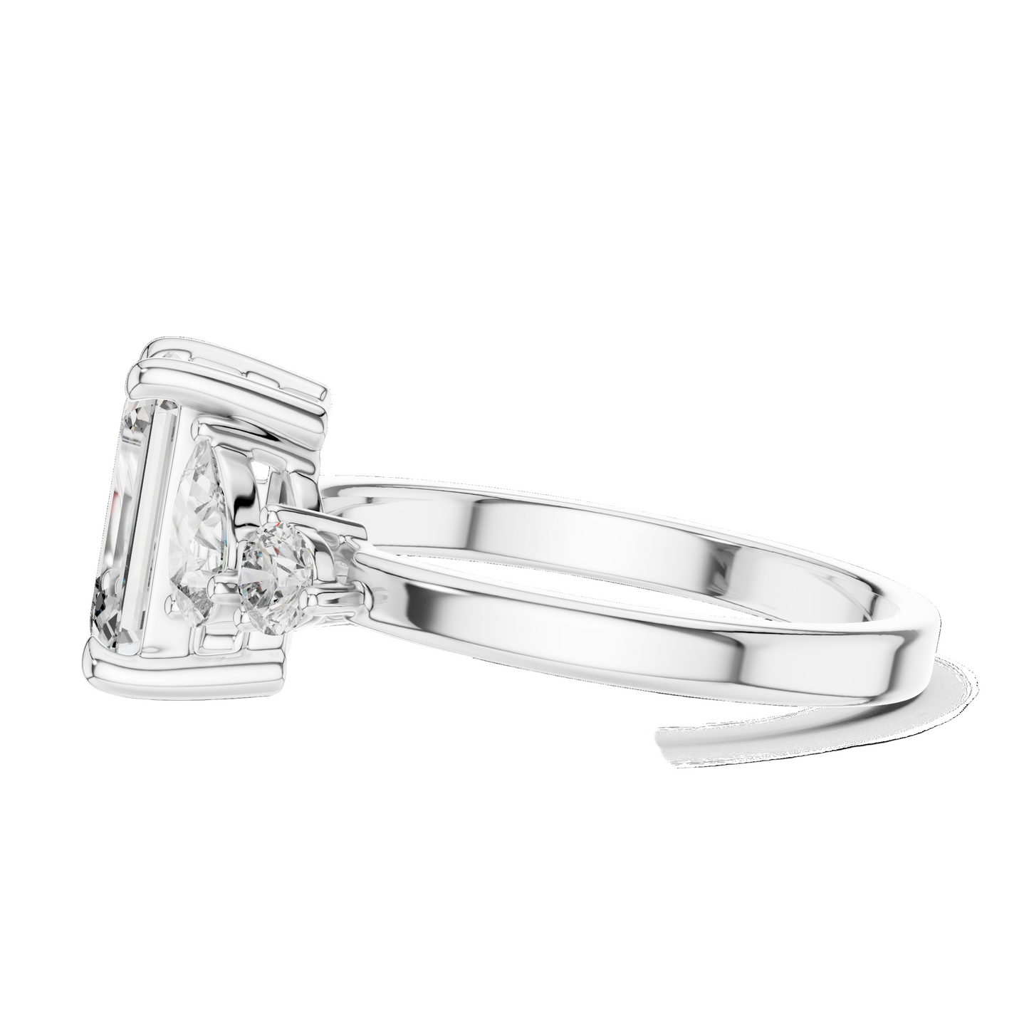 2.33 CT Lab-Grown Emerald-Cut Diamond Three-Stone Ring for Women | VVS-VS EF Clarity | 18KT, 14KT, 10KT Gold & 925 Silver | Rose, Yellow, White Gold & Moissanite Options