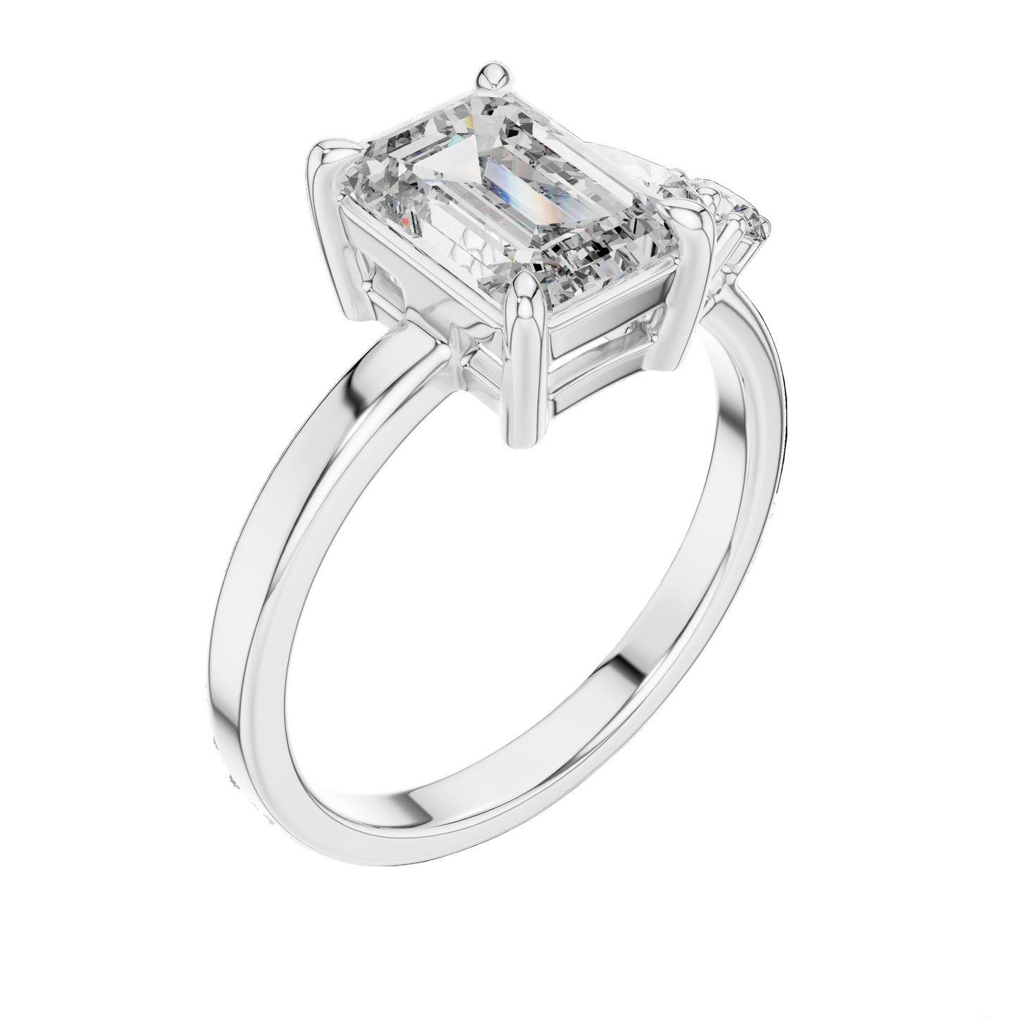 2.33 CT Lab-Grown Emerald-Cut Diamond Three-Stone Ring for Women | VVS-VS EF Clarity | 18KT, 14KT, 10KT Gold & 925 Silver | Rose, Yellow, White Gold & Moissanite Options
