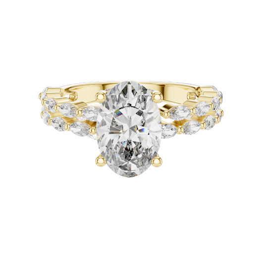 2.72 CT Lab Diamond Oval Solitaire Ring for Women | VVS-VS EF Clarity | 18KT, 14KT, 10KT Gold & 925 Silver | Rose, Yellow, White Gold & Moissanite Options