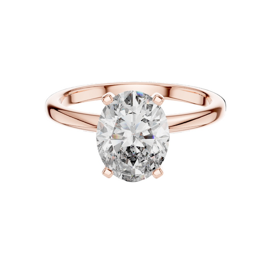 2 CT Lab Diamond Oval Solitaire Ring for Women | VVS-VS EF Clarity | 18KT, 14KT, 10KT Gold & 925 Silver | Rose, Yellow, White Gold & Moissanite Options