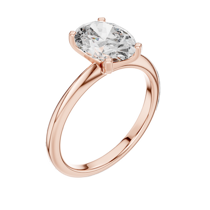 2 CT Lab Diamond Oval Solitaire Ring for Women | VVS-VS EF Clarity | 18KT, 14KT, 10KT Gold & 925 Silver | Rose, Yellow, White Gold & Moissanite Options