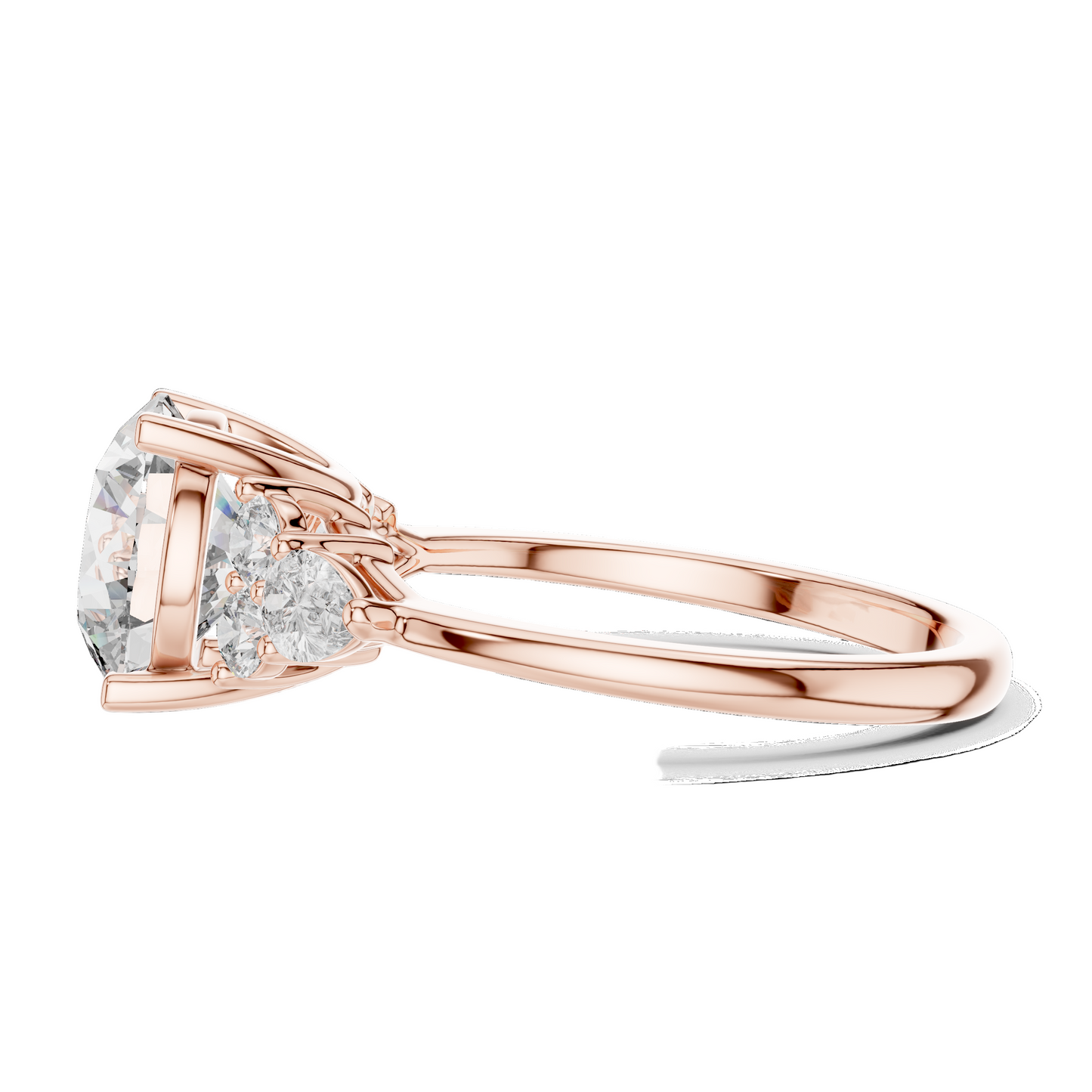 3.02 CT Lab Diamond Three-Stone Ring for Women | VVS-VS EF Clarity | 18KT, 14KT, 10KT Gold & 925 Silver | Rose, Yellow, White Gold & Moissanite Options