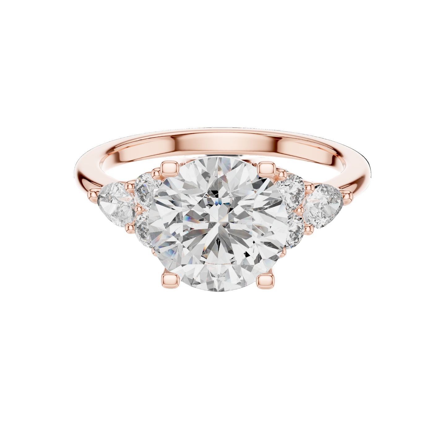 3.02 CT Lab Diamond Three-Stone Ring for Women | VVS-VS EF Clarity | 18KT, 14KT, 10KT Gold & 925 Silver | Rose, Yellow, White Gold & Moissanite Options