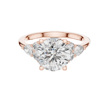 3.02 CT Lab Diamond Three-Stone Ring for Women | VVS-VS EF Clarity | 18KT, 14KT, 10KT Gold & 925 Silver | Rose, Yellow, White Gold & Moissanite Options