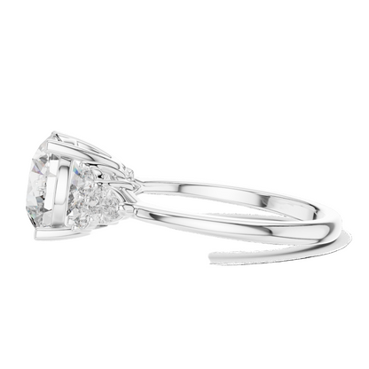 3.02 CT Lab Diamond Three-Stone Ring for Women | VVS-VS EF Clarity | 18KT, 14KT, 10KT Gold & 925 Silver | Rose, Yellow, White Gold & Moissanite Options