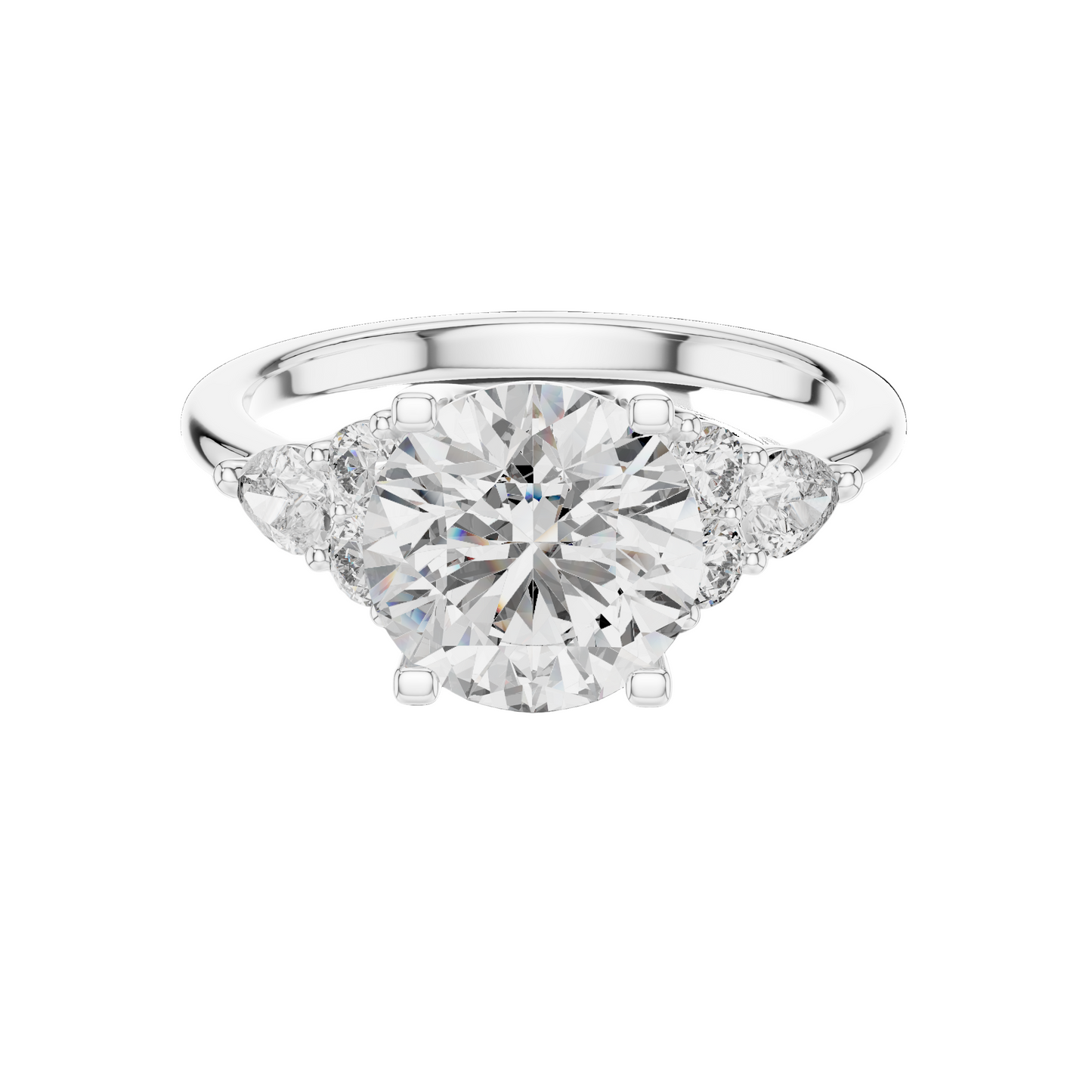 3.02 CT Lab Diamond Three-Stone Ring for Women | VVS-VS EF Clarity | 18KT, 14KT, 10KT Gold & 925 Silver | Rose, Yellow, White Gold & Moissanite Options
