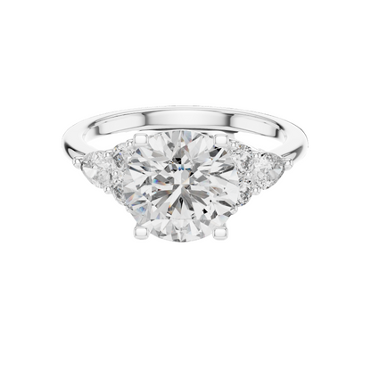 3.02 CT Lab Diamond Three-Stone Ring for Women | VVS-VS EF Clarity | 18KT, 14KT, 10KT Gold & 925 Silver | Rose, Yellow, White Gold & Moissanite Options
