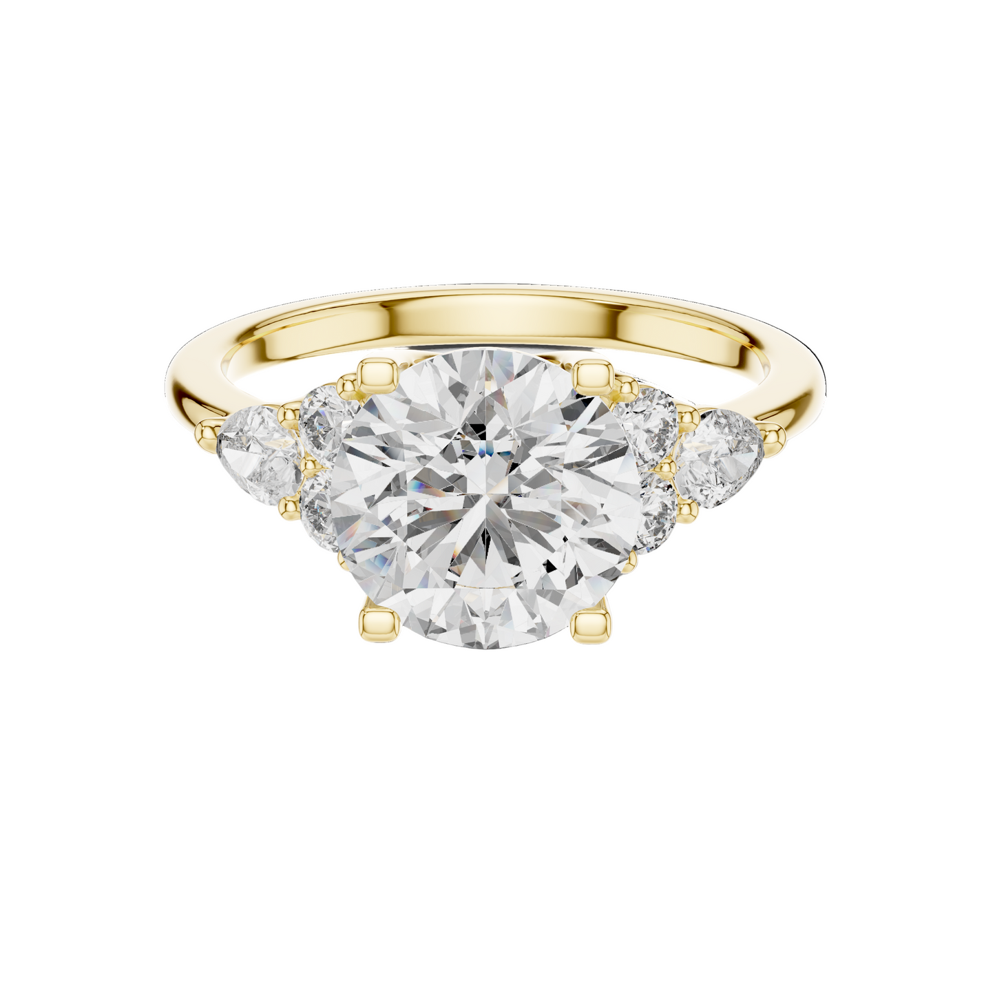 3.02 CT Lab Diamond Three-Stone Ring for Women | VVS-VS EF Clarity | 18KT, 14KT, 10KT Gold & 925 Silver | Rose, Yellow, White Gold & Moissanite Options