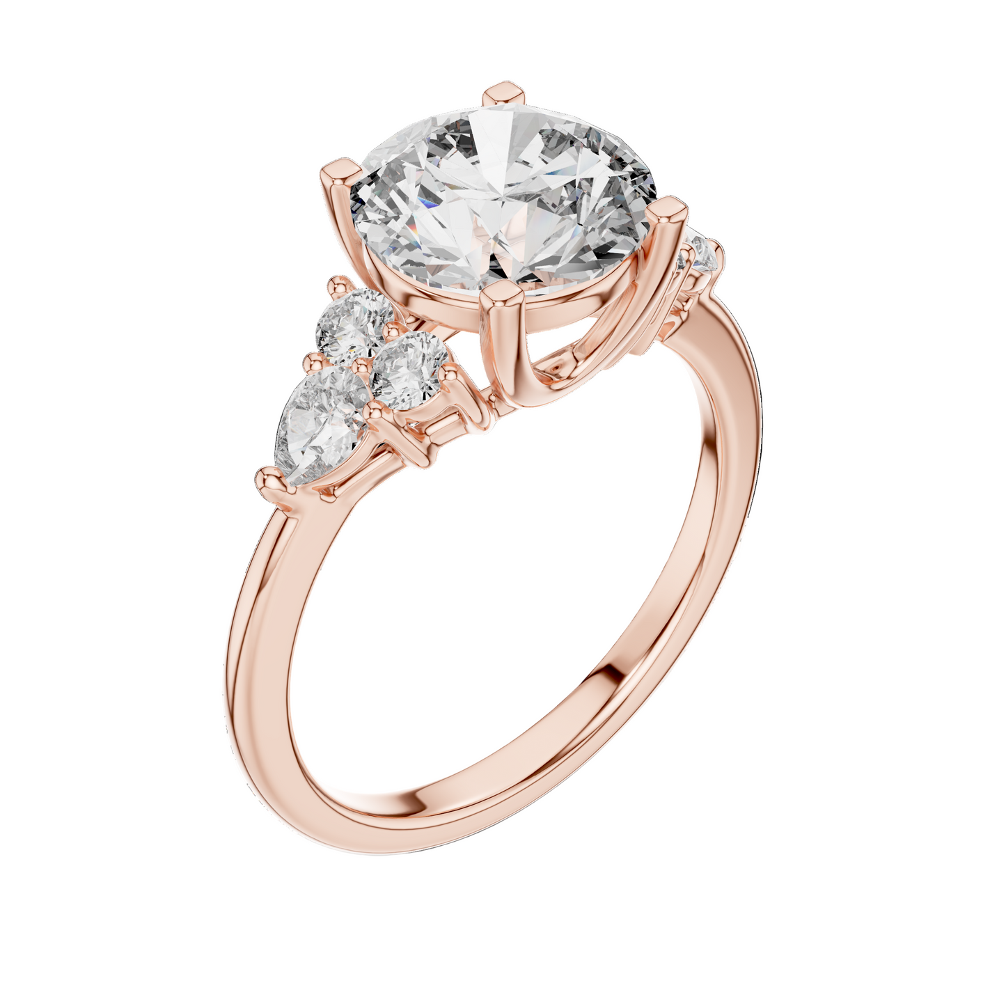 3.02 CT Lab Diamond Three-Stone Ring for Women | VVS-VS EF Clarity | 18KT, 14KT, 10KT Gold & 925 Silver | Rose, Yellow, White Gold & Moissanite Options