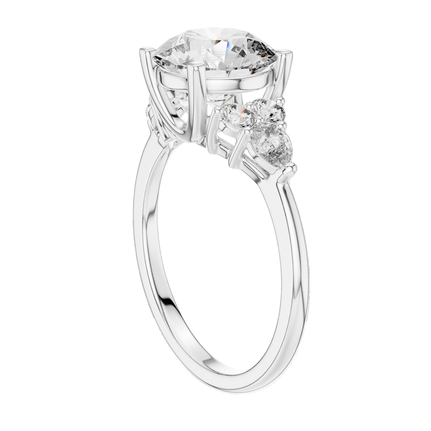 3.02 CT Lab Diamond Three-Stone Ring for Women | VVS-VS EF Clarity | 18KT, 14KT, 10KT Gold & 925 Silver | Rose, Yellow, White Gold & Moissanite Options