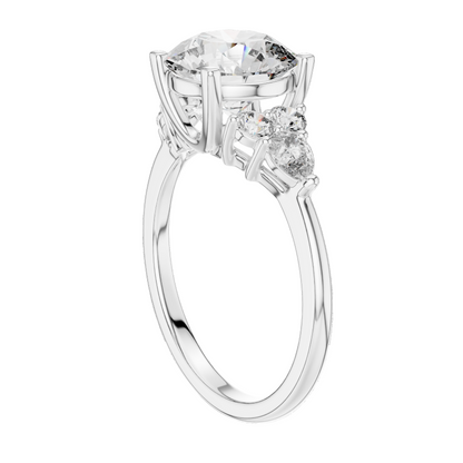 3.02 CT Lab Diamond Three-Stone Ring for Women | VVS-VS EF Clarity | 18KT, 14KT, 10KT Gold & 925 Silver | Rose, Yellow, White Gold & Moissanite Options