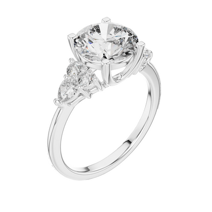 3.02 CT Lab Diamond Three-Stone Ring for Women | VVS-VS EF Clarity | 18KT, 14KT, 10KT Gold & 925 Silver | Rose, Yellow, White Gold & Moissanite Options