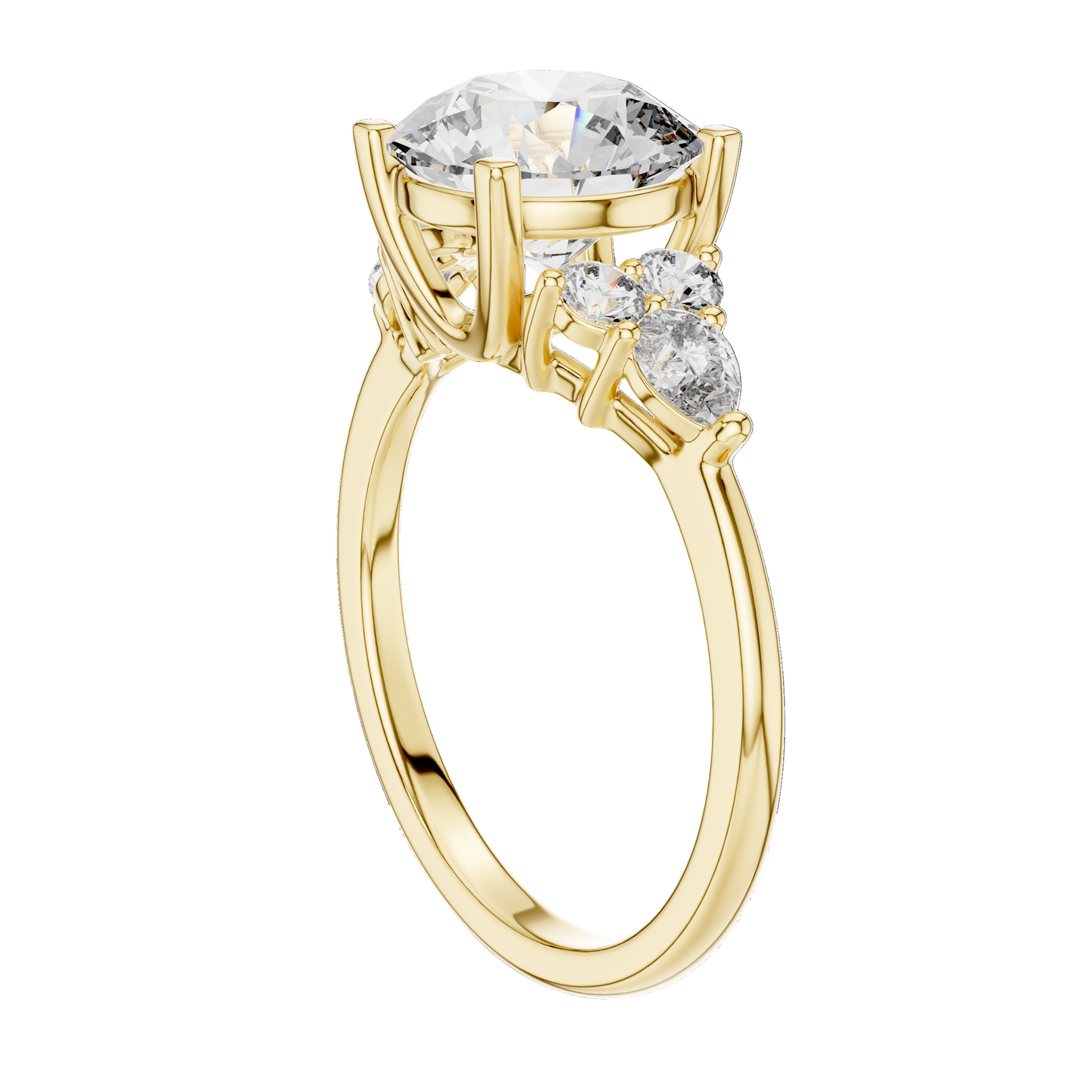 3.02 CT Lab Diamond Three-Stone Ring for Women | VVS-VS EF Clarity | 18KT, 14KT, 10KT Gold & 925 Silver | Rose, Yellow, White Gold & Moissanite Options