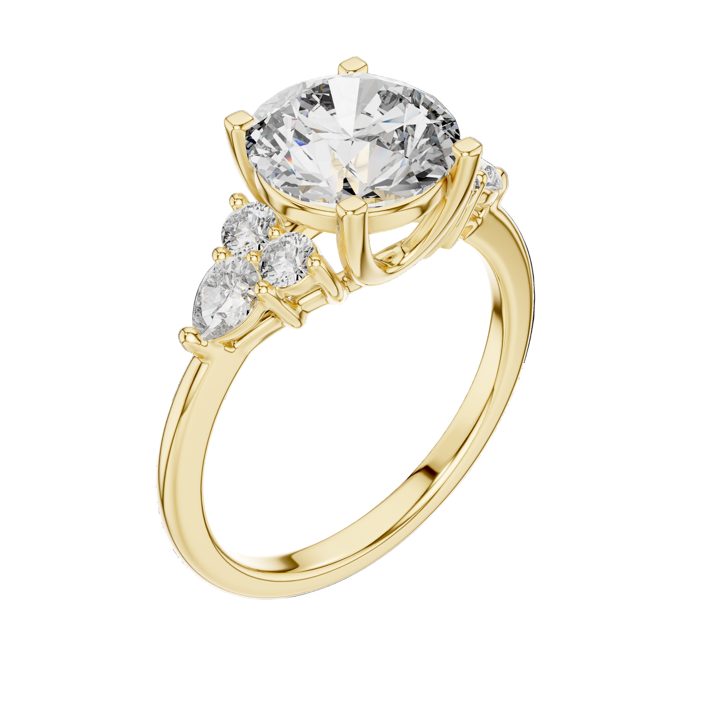 3.02 CT Lab Diamond Three-Stone Ring for Women | VVS-VS EF Clarity | 18KT, 14KT, 10KT Gold & 925 Silver | Rose, Yellow, White Gold & Moissanite Options
