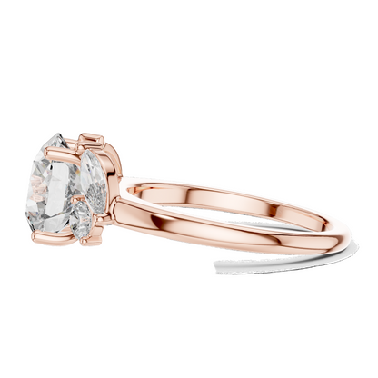 3.88 CT Lab Diamond Three-Stone Ring for Women | VVS-VS EF Clarity | 18KT, 14KT, 10KT Gold & 925 Silver | Rose, Yellow, White Gold & Moissanite Options