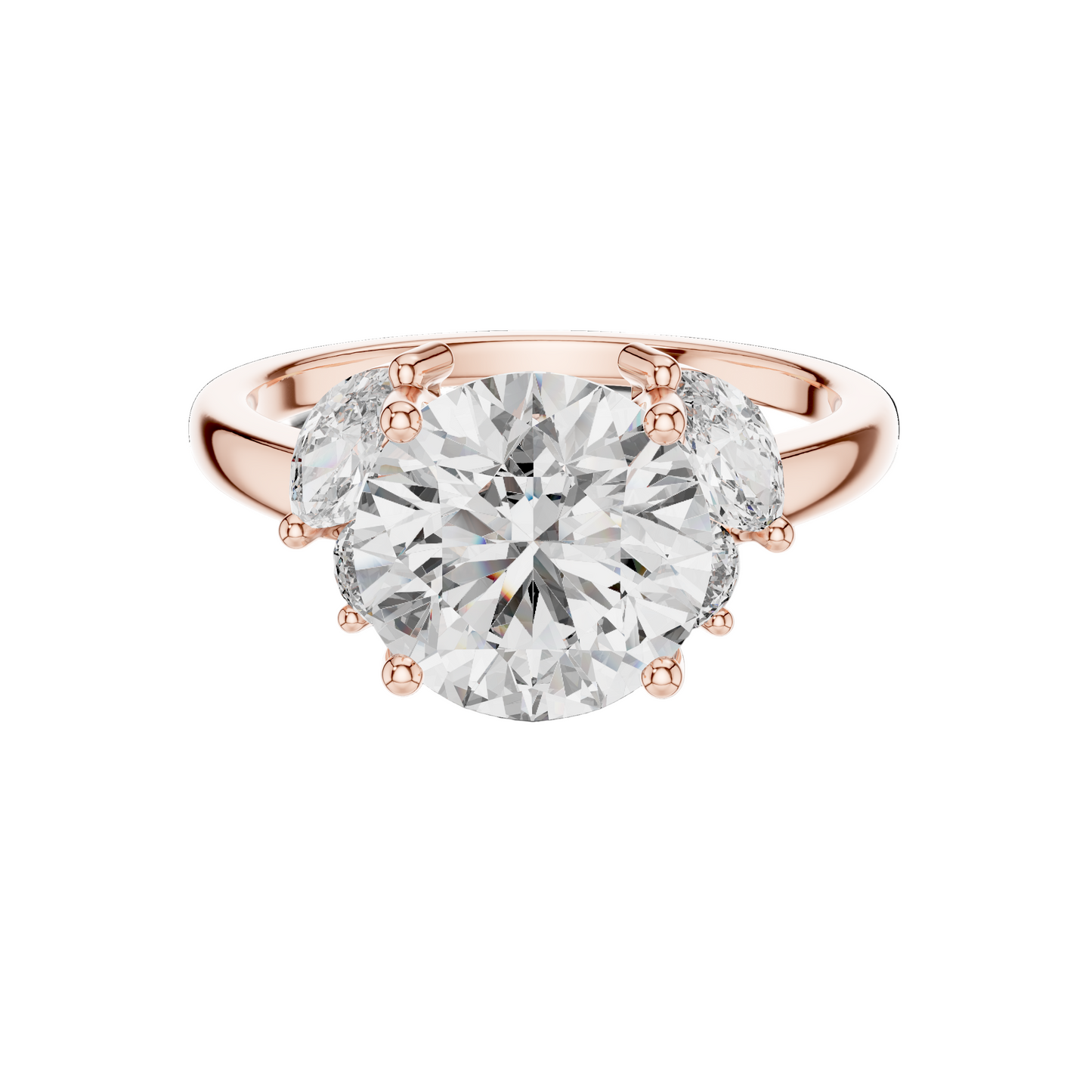 3.88 CT Lab Diamond Three-Stone Ring for Women | VVS-VS EF Clarity | 18KT, 14KT, 10KT Gold & 925 Silver | Rose, Yellow, White Gold & Moissanite Options