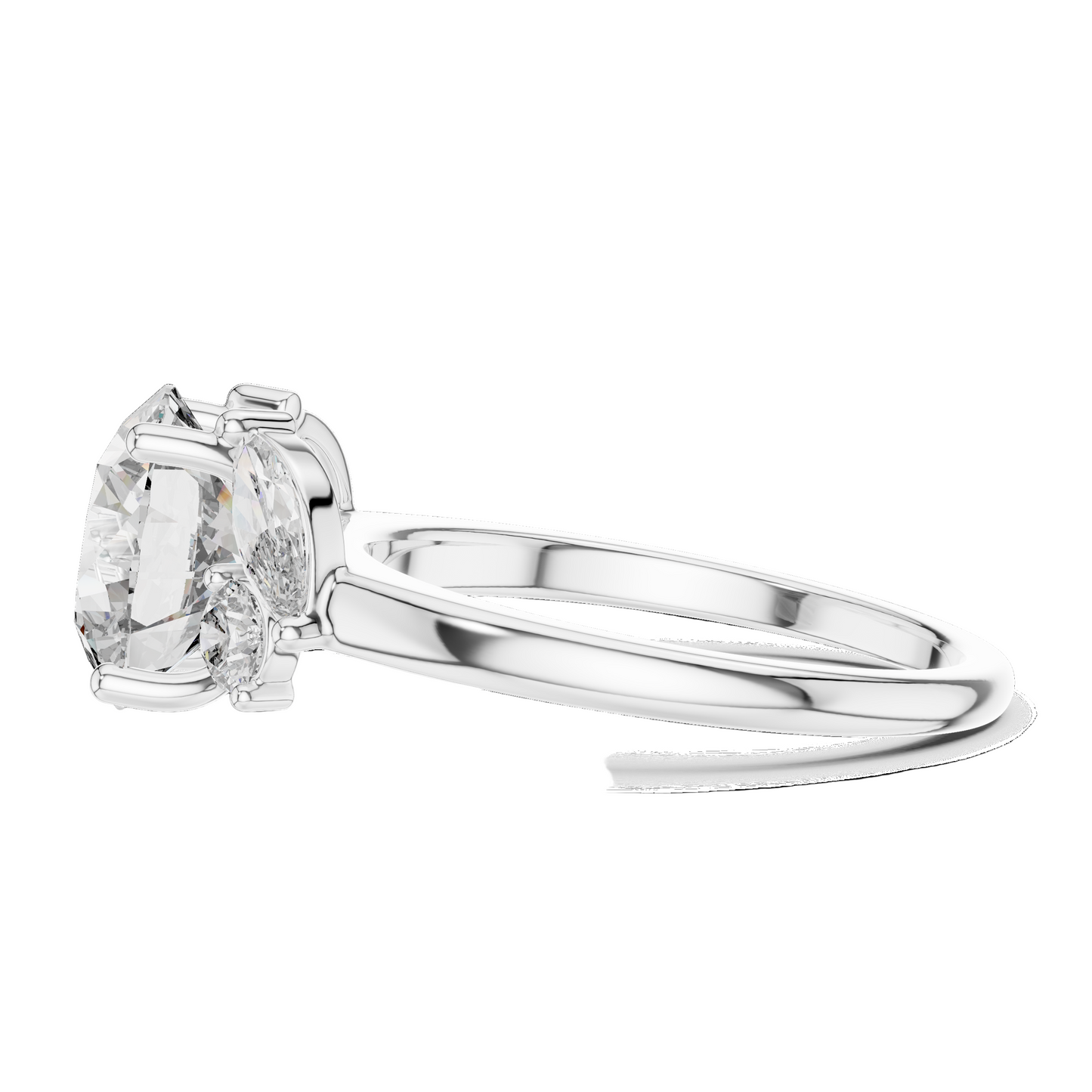 3.88 CT Lab Diamond Three-Stone Ring for Women | VVS-VS EF Clarity | 18KT, 14KT, 10KT Gold & 925 Silver | Rose, Yellow, White Gold & Moissanite Options