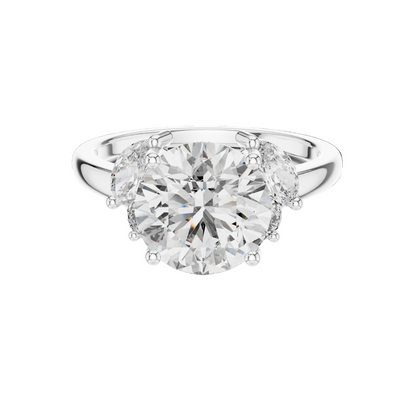 3.88 CT Lab Diamond Three-Stone Ring for Women | VVS-VS EF Clarity | 18KT, 14KT, 10KT Gold & 925 Silver | Rose, Yellow, White Gold & Moissanite Options