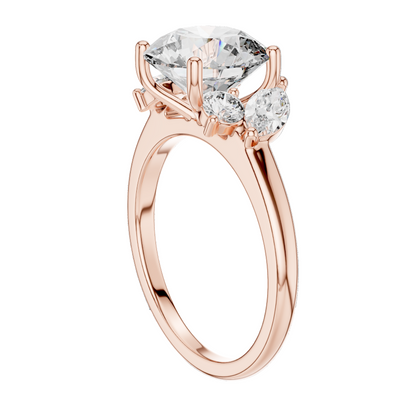 3.88 CT Lab Diamond Three-Stone Ring for Women | VVS-VS EF Clarity | 18KT, 14KT, 10KT Gold & 925 Silver | Rose, Yellow, White Gold & Moissanite Options