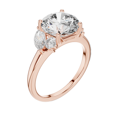 3.88 CT Lab Diamond Three-Stone Ring for Women | VVS-VS EF Clarity | 18KT, 14KT, 10KT Gold & 925 Silver | Rose, Yellow, White Gold & Moissanite Options