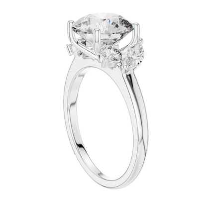 3.88 CT Lab Diamond Three-Stone Ring for Women | VVS-VS EF Clarity | 18KT, 14KT, 10KT Gold & 925 Silver | Rose, Yellow, White Gold & Moissanite Options