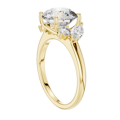 3.88 CT Lab Diamond Three-Stone Ring for Women | VVS-VS EF Clarity | 18KT, 14KT, 10KT Gold & 925 Silver | Rose, Yellow, White Gold & Moissanite Options