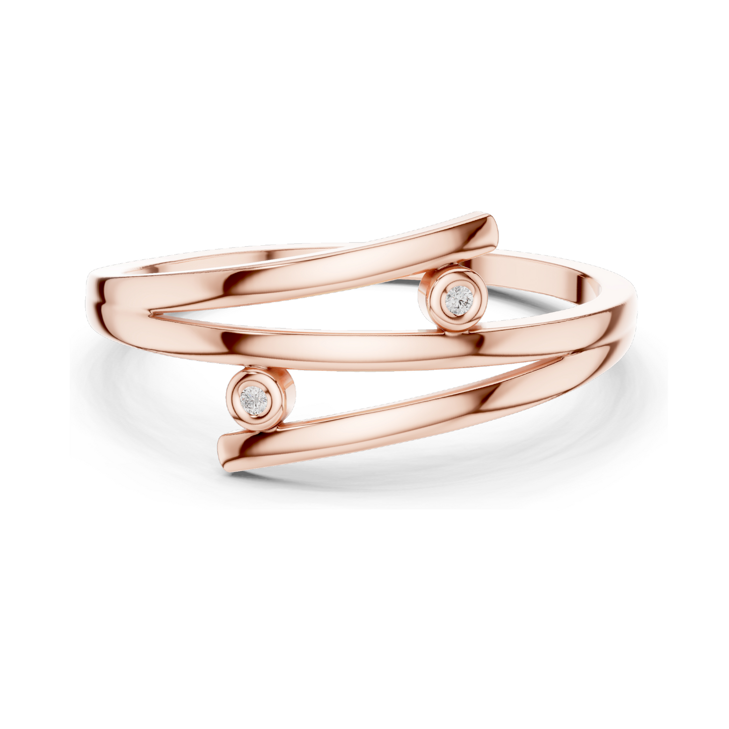 Elegant 18KT Gold Lab Diamond Ring for Women | Available in Yellow, Rose, White Gold & Silver | Modern Swirl Design with Lab Diamonds & Moissanite Options