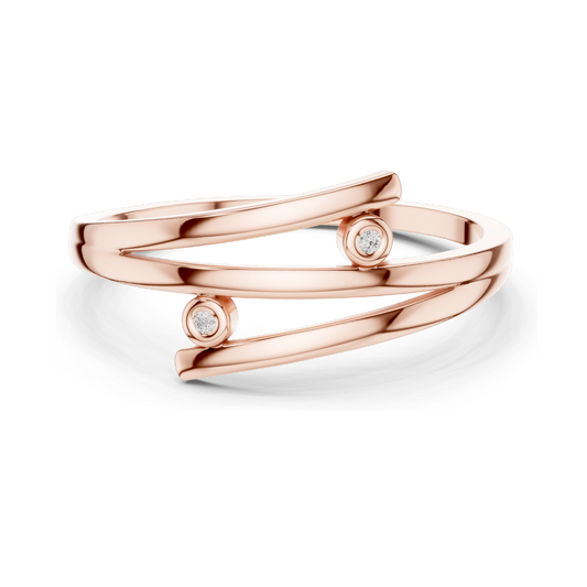 Elegant 18KT Gold Lab Diamond Ring for Women | Available in Yellow, Rose, White Gold & Silver | Modern Swirl Design with Lab Diamonds & Moissanite Options