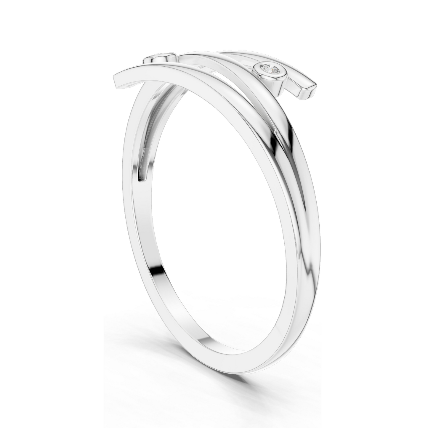 Elegant 18KT Gold Lab Diamond Ring for Women | Available in Yellow, Rose, White Gold & Silver | Modern Swirl Design with Lab Diamonds & Moissanite Options