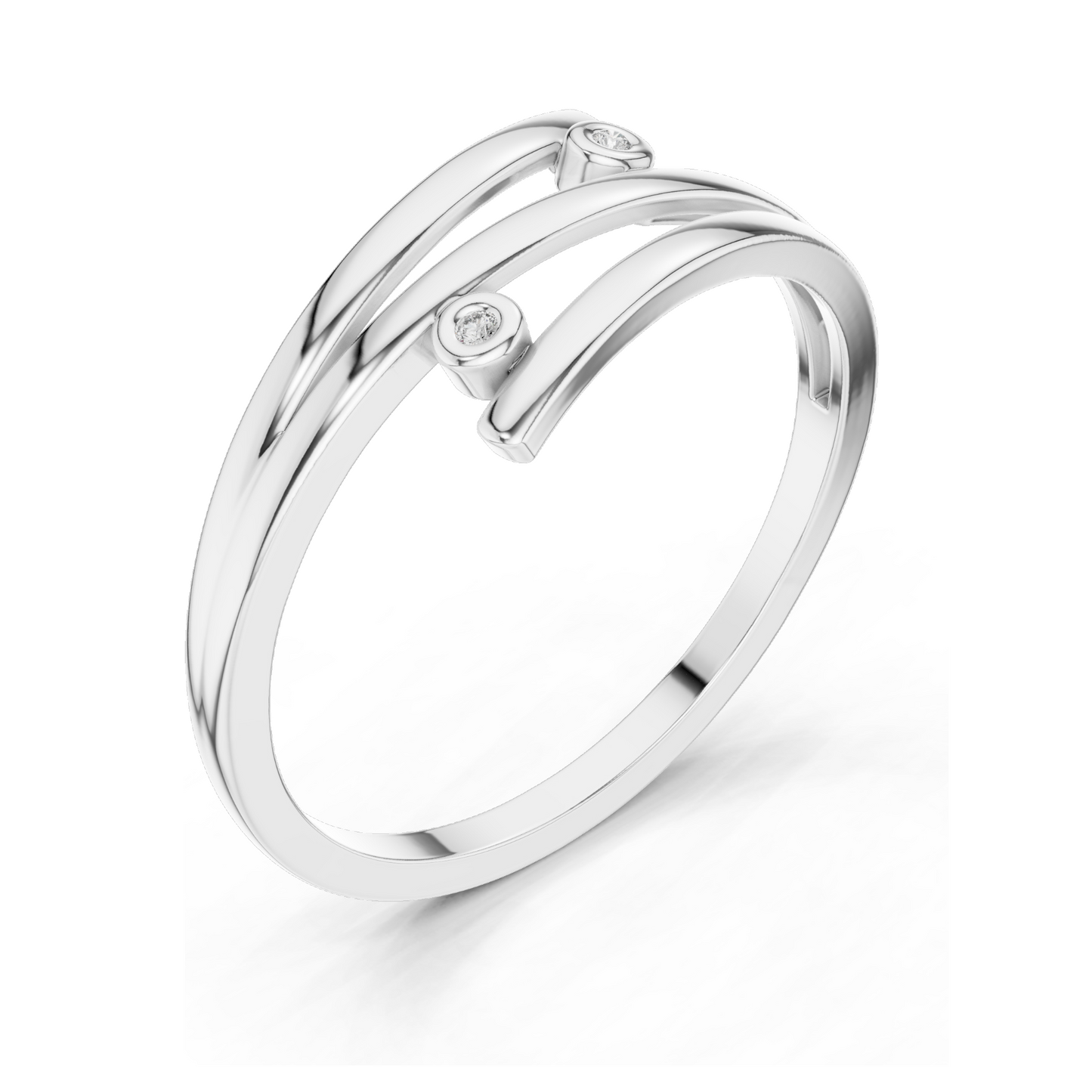 Elegant 18KT Gold Lab Diamond Ring for Women | Available in Yellow, Rose, White Gold & Silver | Modern Swirl Design with Lab Diamonds & Moissanite Options