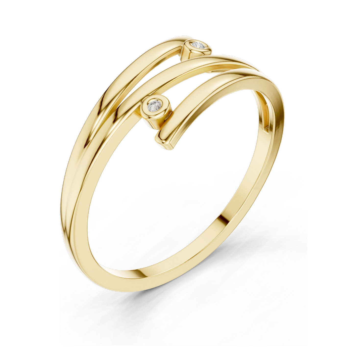 Elegant 18KT Gold Lab Diamond Ring for Women | Available in Yellow, Rose, White Gold & Silver | Modern Swirl Design with Lab Diamonds & Moissanite Options