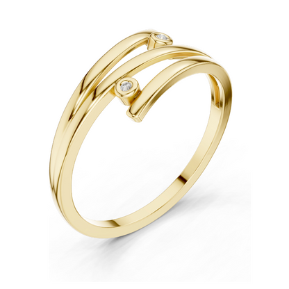 Elegant 18KT Gold Lab Diamond Ring for Women | Available in Yellow, Rose, White Gold & Silver | Modern Swirl Design with Lab Diamonds & Moissanite Options