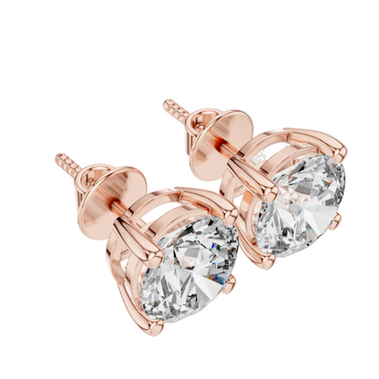 4 CT Lab Grown Diamond Stud Earrings | VVS-VS EF Clarity | 18KT, 14KT, 10KT Gold & 925 Silver | Rose, Yellow, White Gold & Moissanite Options