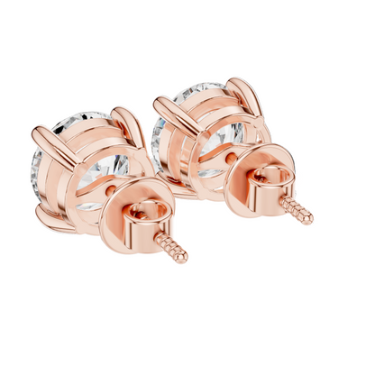 4 CT Lab Grown Diamond Stud Earrings | VVS-VS EF Clarity | 18KT, 14KT, 10KT Gold & 925 Silver | Rose, Yellow, White Gold & Moissanite Options