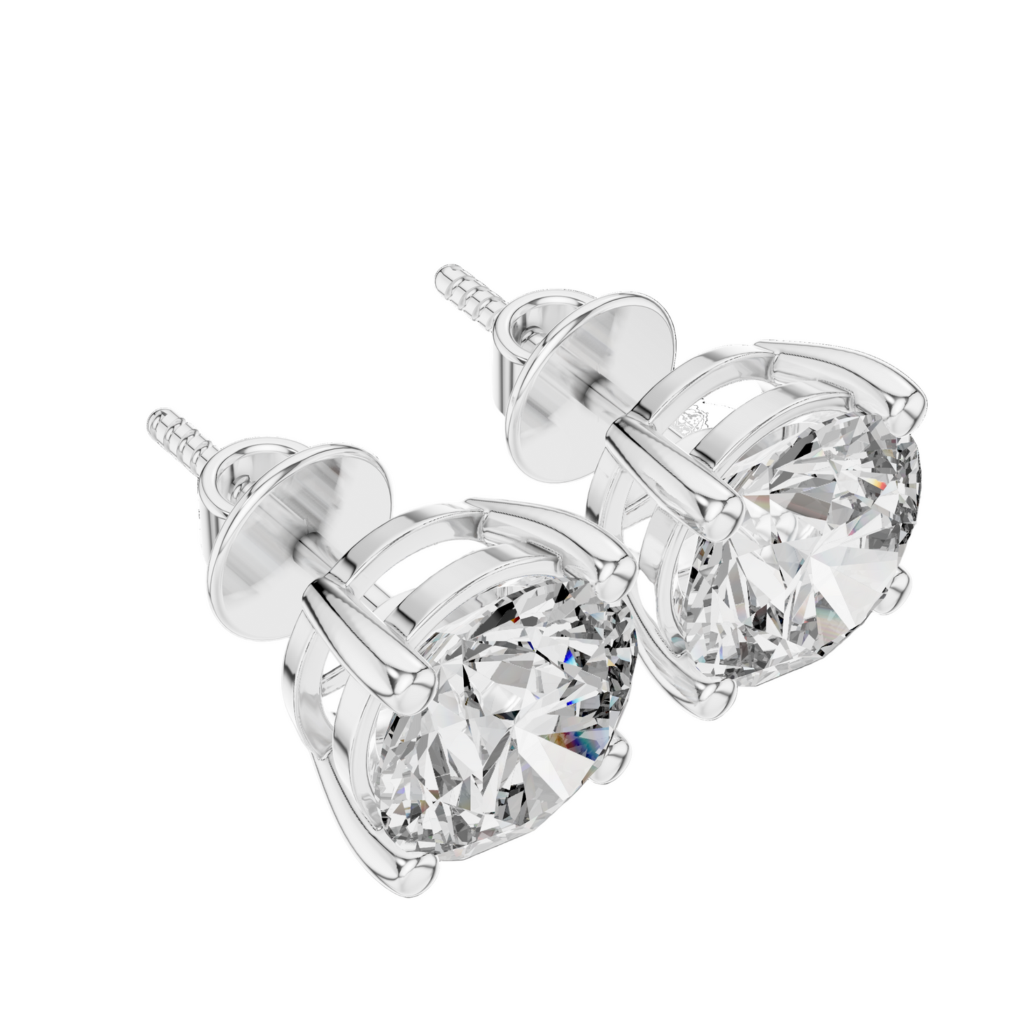 4 CT Lab Grown Diamond Stud Earrings | VVS-VS EF Clarity | 18KT, 14KT, 10KT Gold & 925 Silver | Rose, Yellow, White Gold & Moissanite Options