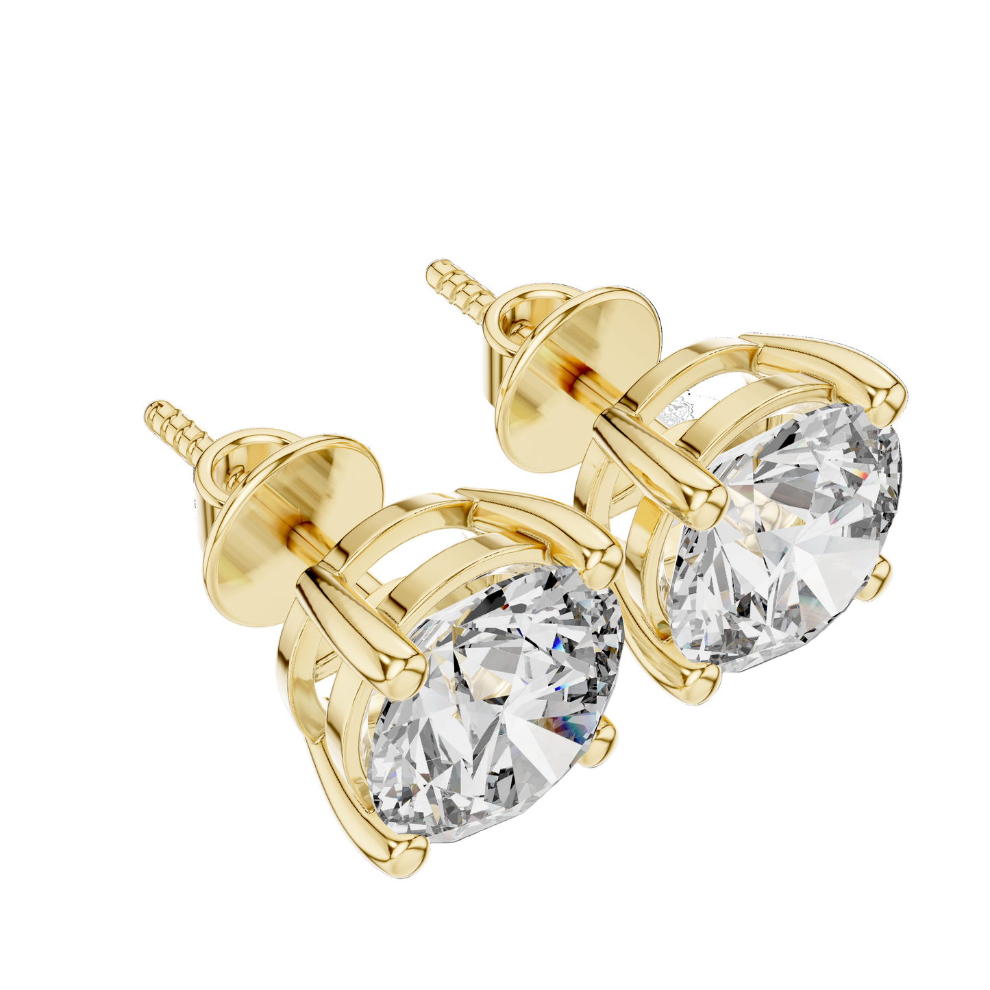 4 CT Lab Grown Diamond Stud Earrings | VVS-VS EF Clarity | 18KT, 14KT, 10KT Gold & 925 Silver | Rose, Yellow, White Gold & Moissanite Options