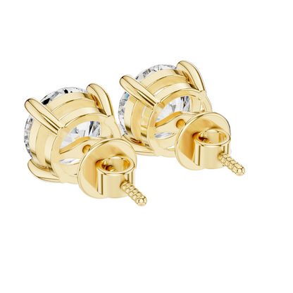 4 CT Lab Grown Diamond Stud Earrings | VVS-VS EF Clarity | 18KT, 14KT, 10KT Gold & 925 Silver | Rose, Yellow, White Gold & Moissanite Options