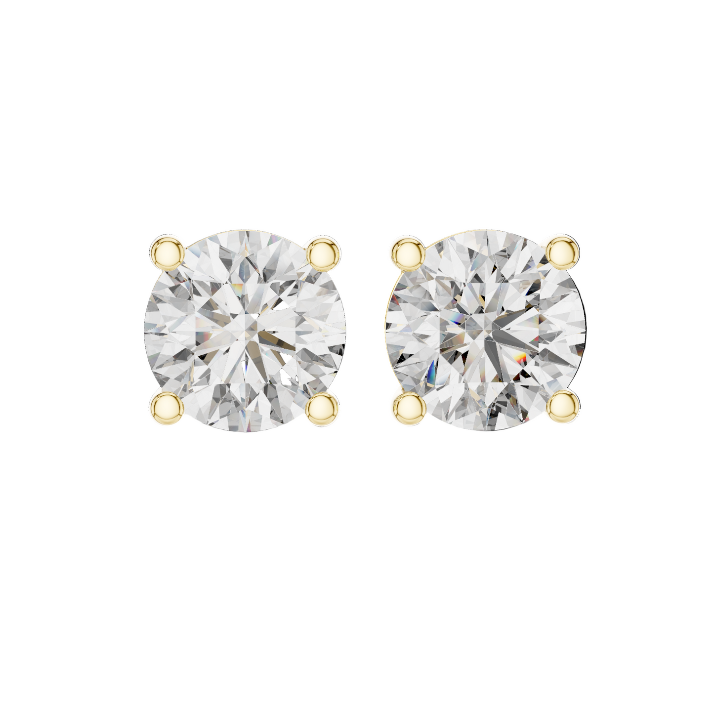 4 CT Lab Grown Diamond Stud Earrings | VVS-VS EF Clarity | 18KT, 14KT, 10KT Gold & 925 Silver | Rose, Yellow, White Gold & Moissanite Options