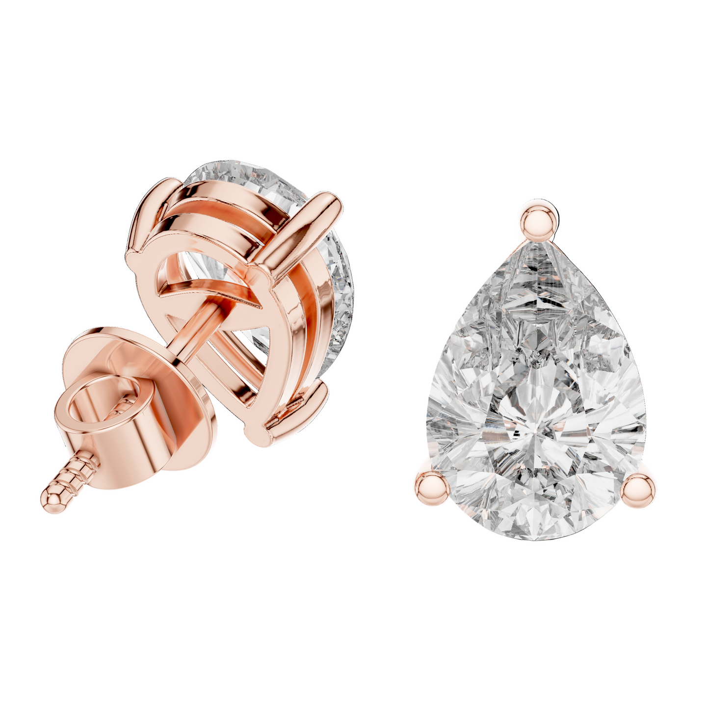 3.5 CT VVS-VS EF CVD Diamond Teardrop Earrings | 18KT, 14KT, 10KT Gold & 925 Silver | Lab Grown Diamonds, Rose, Yellow, White Gold Options