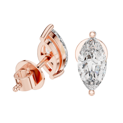 1.5 CT Lab-Grown Marquise Diamond Stud Earrings | VVS-VS EF Clarity | 18K, 14K, 10K Gold & 925 Silver | Rose, Yellow, White Gold & Moissanite Options