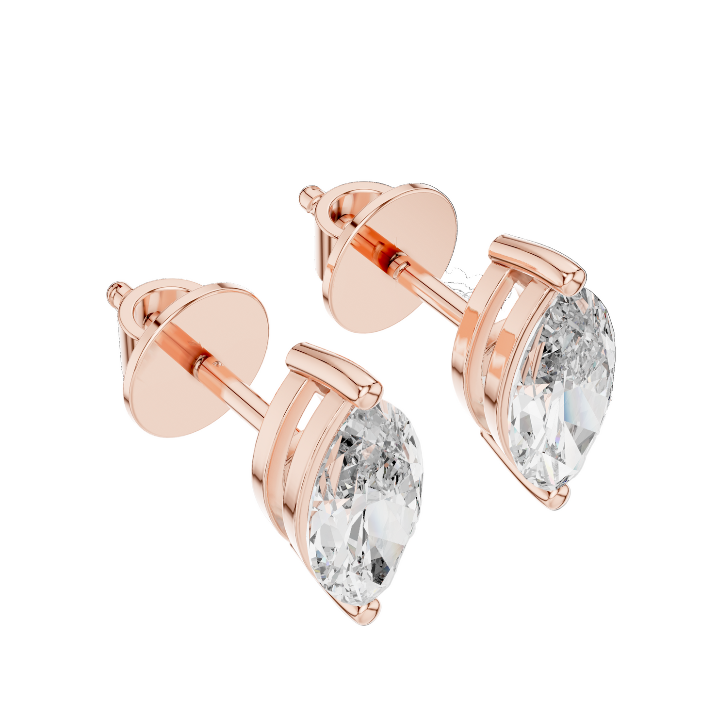 1.5 CT Lab-Grown Marquise Diamond Stud Earrings | VVS-VS EF Clarity | 18K, 14K, 10K Gold & 925 Silver | Rose, Yellow, White Gold & Moissanite Options