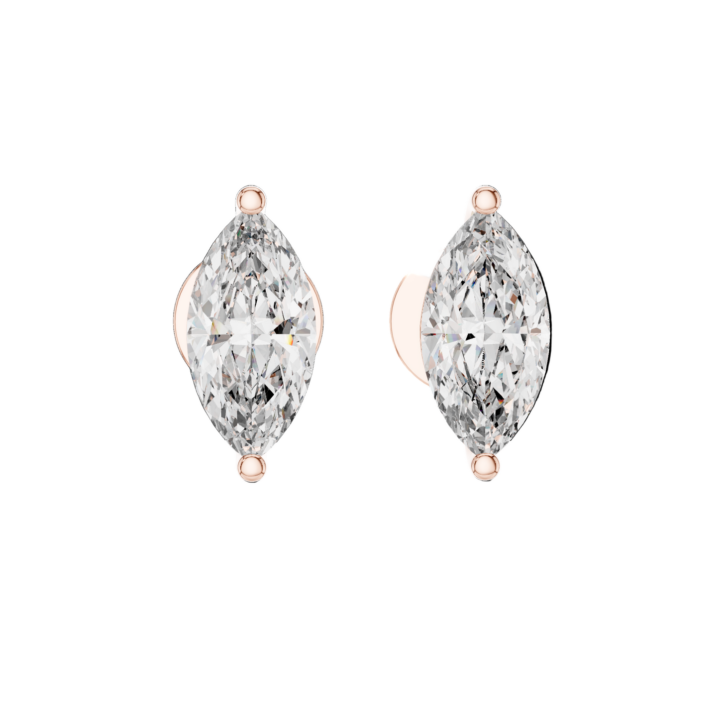 1.5 CT Lab-Grown Marquise Diamond Stud Earrings | VVS-VS EF Clarity | 18K, 14K, 10K Gold & 925 Silver | Rose, Yellow, White Gold & Moissanite Options