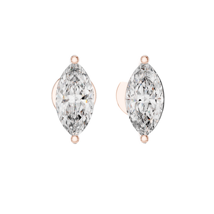 1.5 CT Lab-Grown Marquise Diamond Stud Earrings | VVS-VS EF Clarity | 18K, 14K, 10K Gold & 925 Silver | Rose, Yellow, White Gold & Moissanite Options
