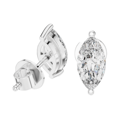 1.5 CT Lab-Grown Marquise Diamond Stud Earrings | VVS-VS EF Clarity | 18K, 14K, 10K Gold & 925 Silver | Rose, Yellow, White Gold & Moissanite Options