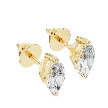 1.5 CT Lab-Grown Marquise Diamond Stud Earrings | VVS-VS EF Clarity | 18K, 14K, 10K Gold & 925 Silver | Rose, Yellow, White Gold & Moissanite Options