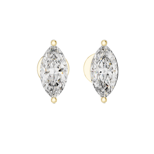 1.5 CT Lab-Grown Marquise Diamond Stud Earrings | VVS-VS EF Clarity | 18K, 14K, 10K Gold & 925 Silver | Rose, Yellow, White Gold & Moissanite Options