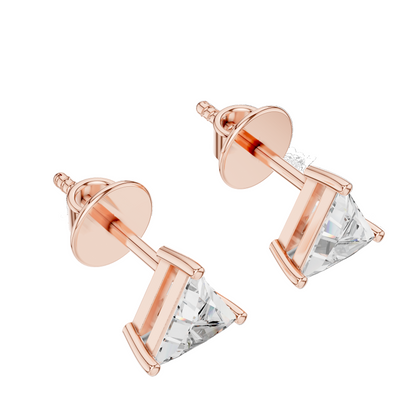 1.3 CT Triangular Lab-Grown Diamond Earrings | VVS-VS EF Clarity | 18KT, 14KT, 10KT Gold & 925 Silver | Rose, Yellow, White Gold & Moissanite Options