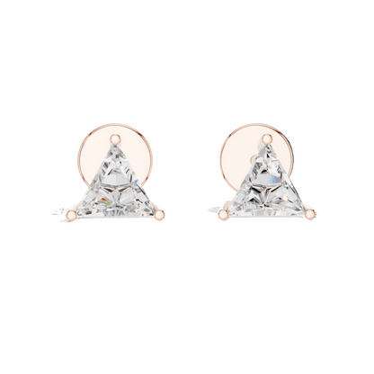 1.3 CT Triangular Lab-Grown Diamond Earrings | VVS-VS EF Clarity | 18KT, 14KT, 10KT Gold & 925 Silver | Rose, Yellow, White Gold & Moissanite Options