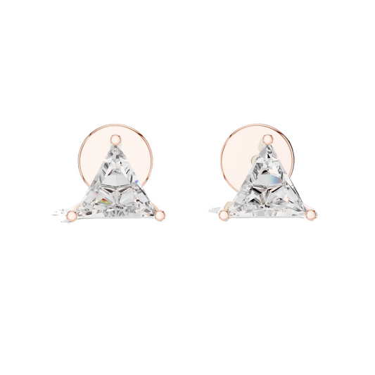 1.3 CT Triangular Lab-Grown Diamond Earrings | VVS-VS EF Clarity | 18KT, 14KT, 10KT Gold & 925 Silver | Rose, Yellow, White Gold & Moissanite Options